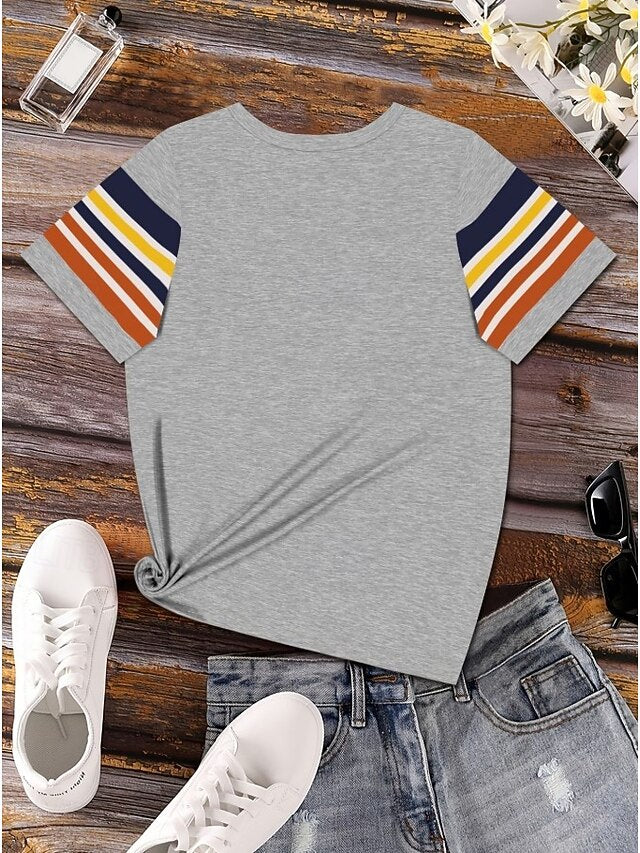 Valentine's Day Women's T Shirt Print Striped Stylish