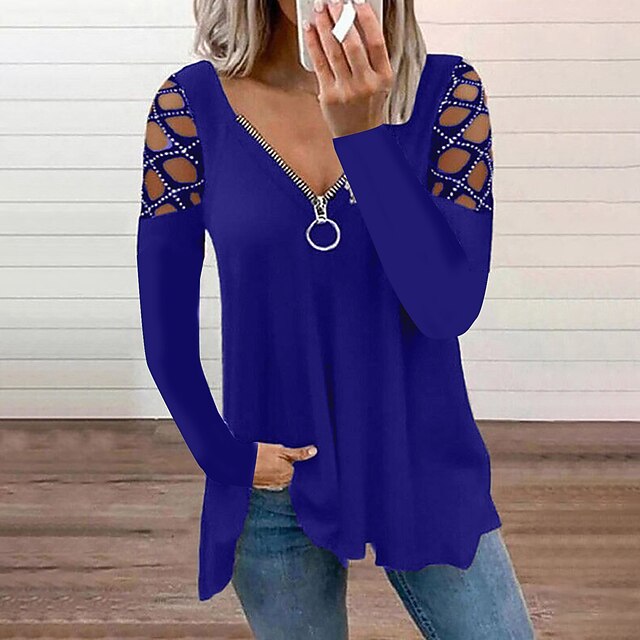Women's Burgundy Tee Blouse Cut Out Flowing tunic Quarter