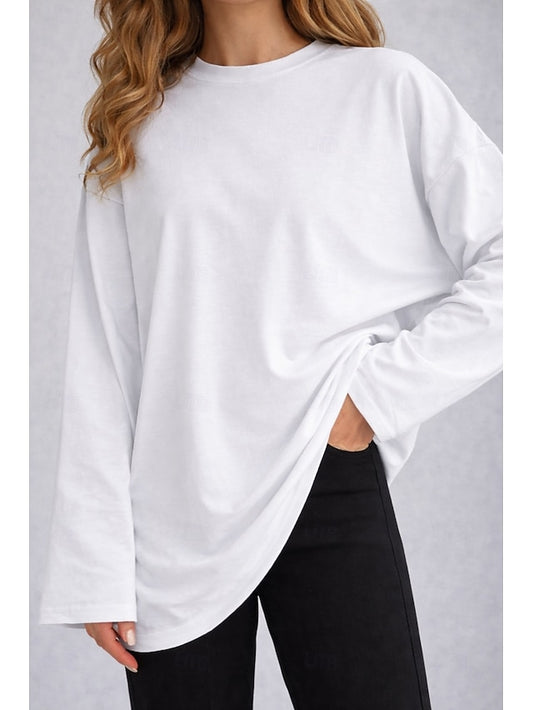 Women's Tee 100% Cotton Solid Color Stylish Classic Casual
