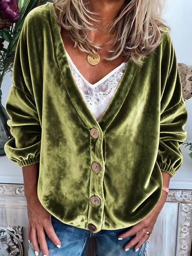 Women's Blouse Buttons Solid Color Vacation Stylish Casual