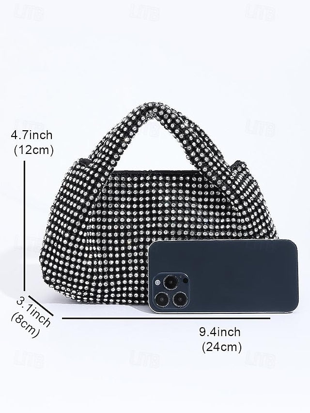 Rhinestone Women's Sparkling – Evening Handbag Silver