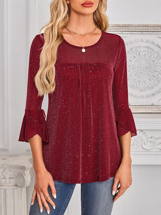 Women's Shirt Blouse Mesh Plain Stylish Classic Modern Long