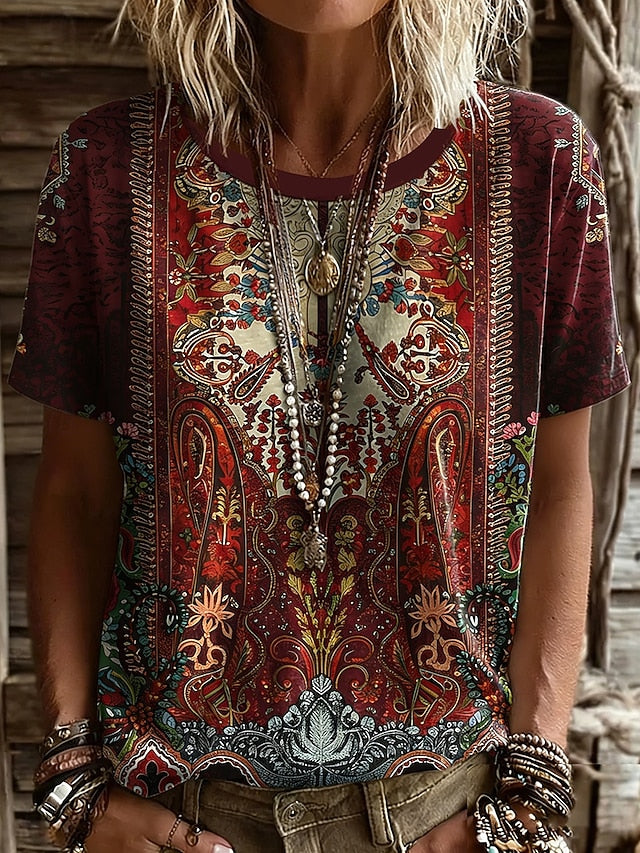 Women's T Shirt Print Graphic Plants Vintage Stylish