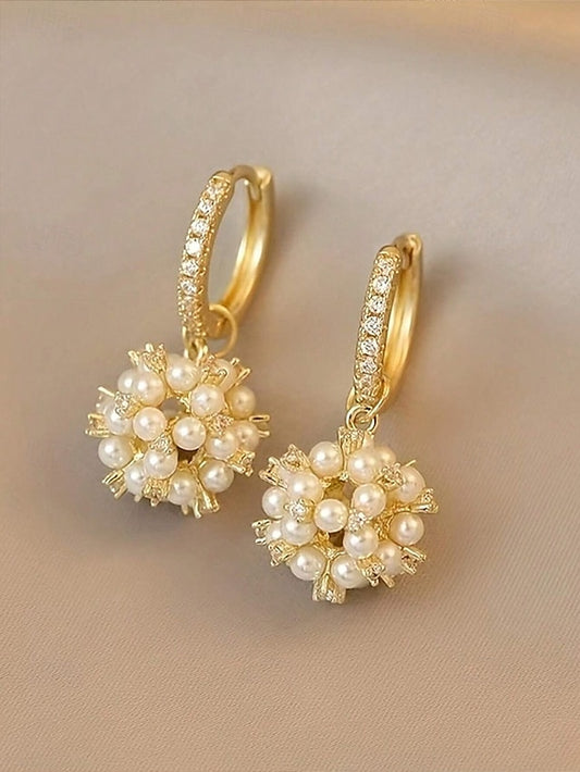 Imitation Plated Gold Women's Earrings Pearl - String