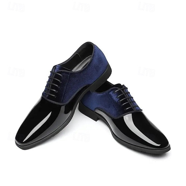 Shoes White Blue Finish Glossy Velvet with and Men's