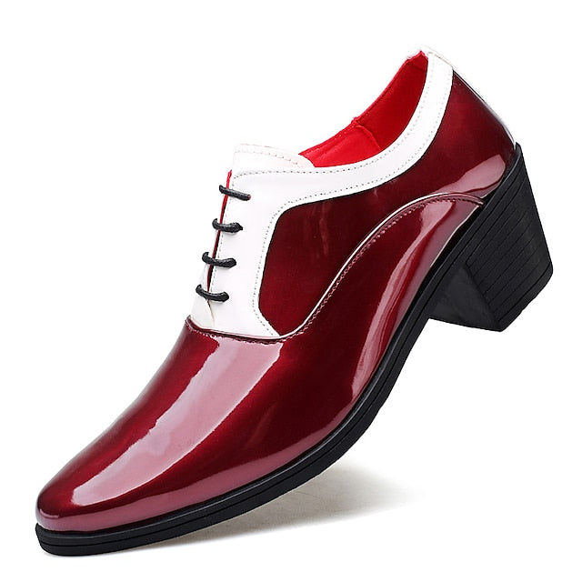 White Leather and – Faux Shoes Patent Men's Oxford Red