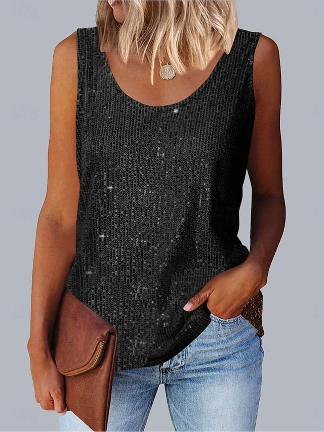 Women's Camisole Tank Top Sequins Solid Color Daily Casual