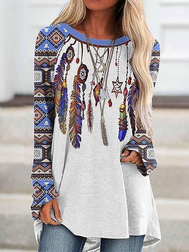 Women's T Shirt Print Graphic Tribal Vintage Stylish Casual