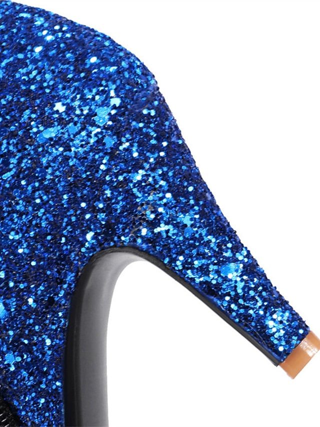 Sparkly High Boots Women's Heel Red Glitter Ankle –