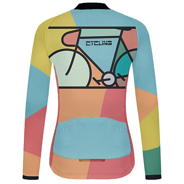 Women's Cycling Jersey Geometric Geometry Funny Long Sleeve