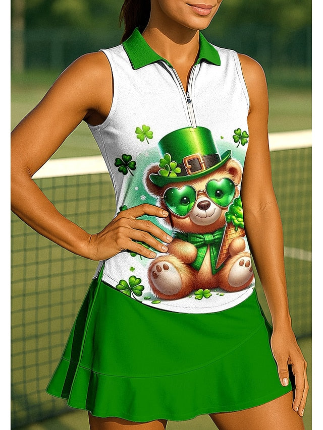 St. Patrick Women's Clover Sport Shirt Golf Polo Shirt Tank