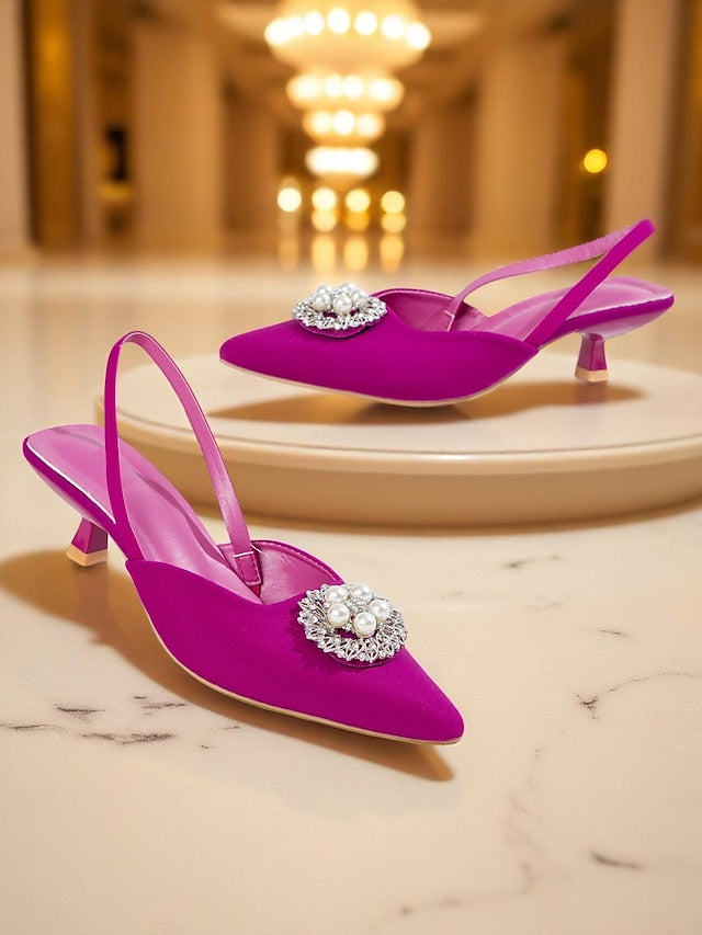 with Pumps Pearl Satin Blue Slingback Women's and