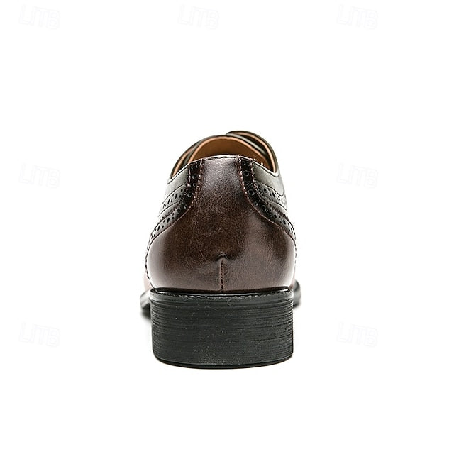Oxford – and Leather Black Wingtip Shoes Faux Men's Brown