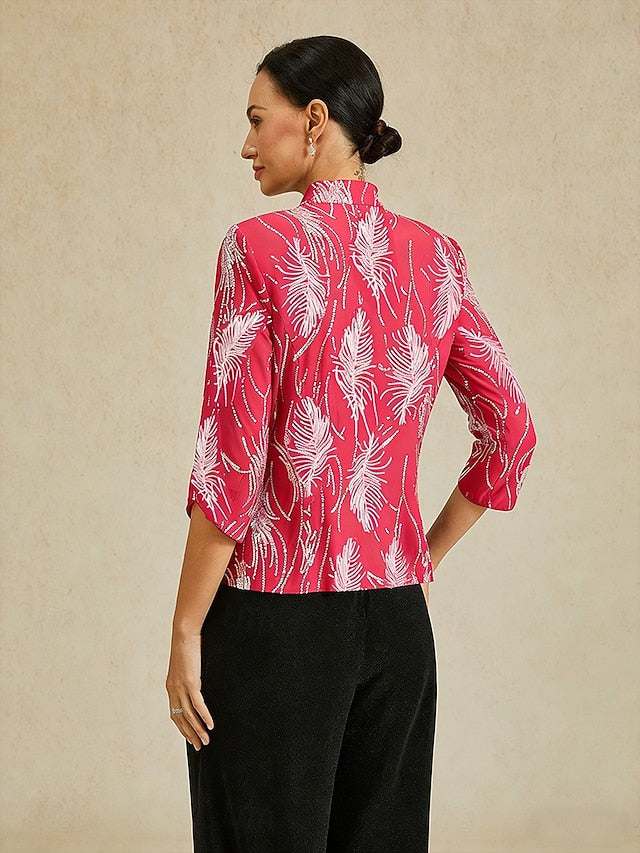 Women's Twinset Blouse Dressy Tops Evening Tops Feather