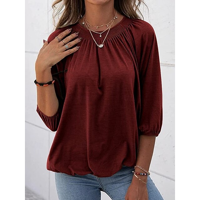 Women's T Shirt Plain Fashion Modern Casual 3/4 Length