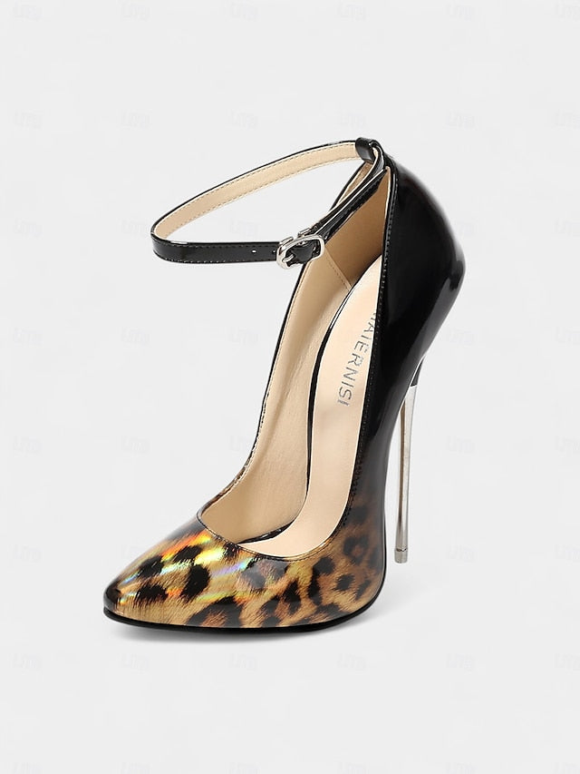 – Women's Leopard Red Print Pumps Stiletto Patent Sexy