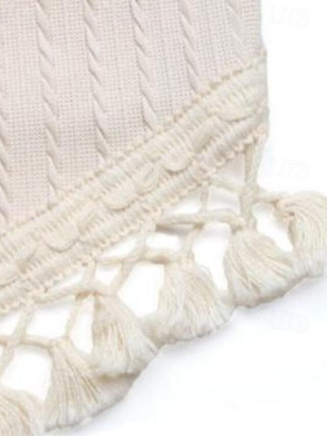 Women's Tank Top Cable Knit T-Shirt Slim fit top Tassel Hem