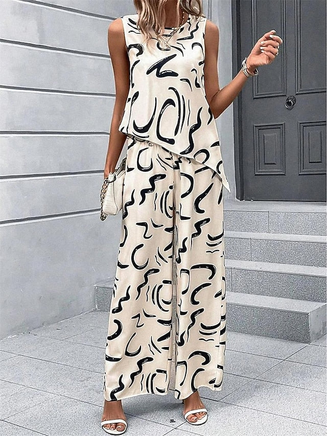 Women's Tank Top Pants Sets Wide Leg Pants Trousers