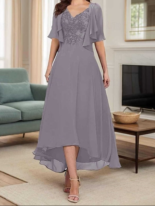 Mother A-Line Bride Simple Dress Neck V Elegant the of