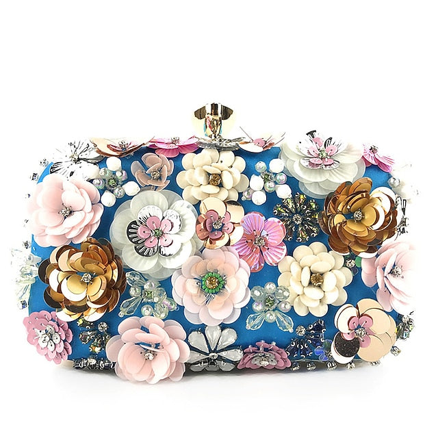 3D Floral Evening Clutch Women's Embellished Flower –