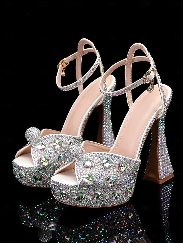 Glamorous Women's with Sandals Platform Crystal-Embellished