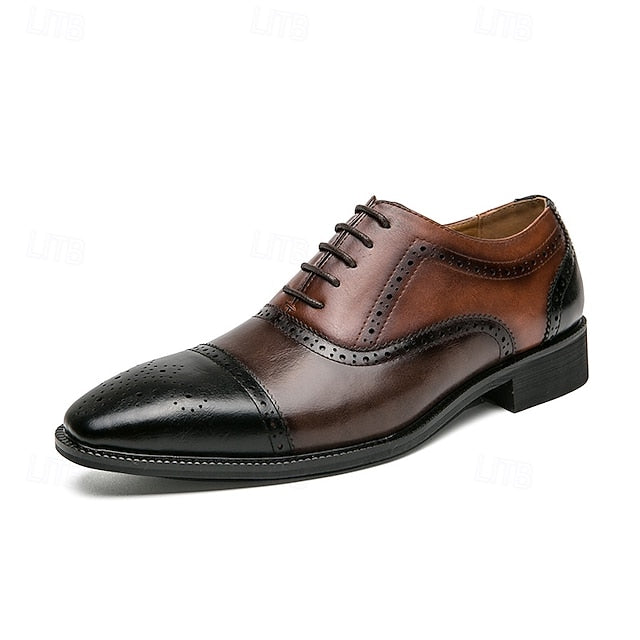 Oxford – and Leather Black Wingtip Shoes Faux Men's Brown