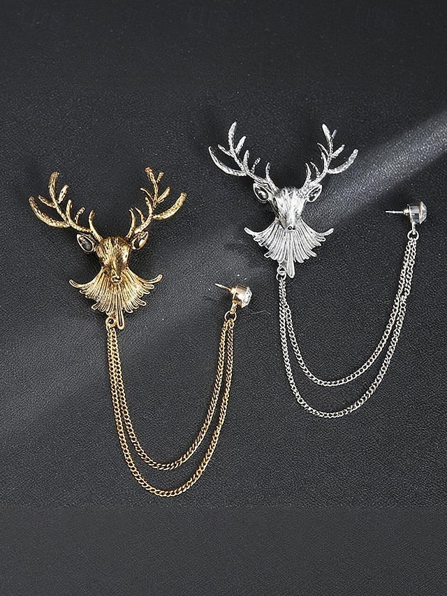 Christmas Lapel Pin with Men's Brooch Deer
