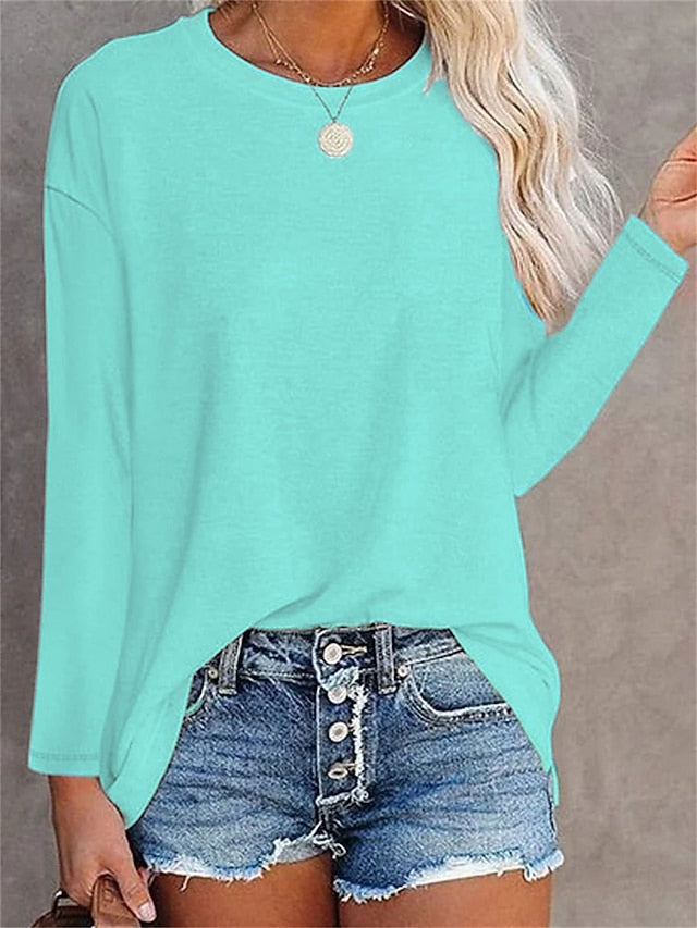 Women's T shirt Long Sleeve Crew Neck Long Sleeve Tunic