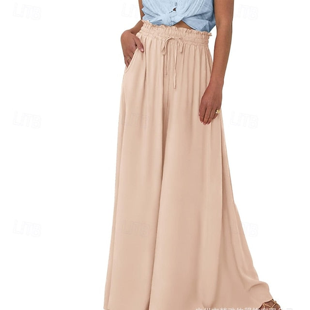 Women's Culottes Wide Leg Slacks Pants Trousers Streetwear
