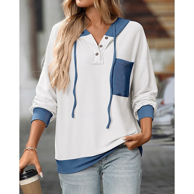 Women's Pullover Sweatshirt Casual Hoodies Drawstring with