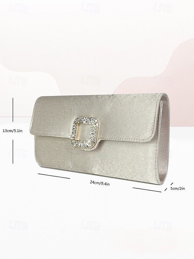 with Women's Satin - Rhinestone Elegant Clutch White Buckle