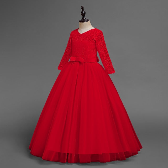 Half Flower Girls' Kids Girl Sleeve Dress Wedding