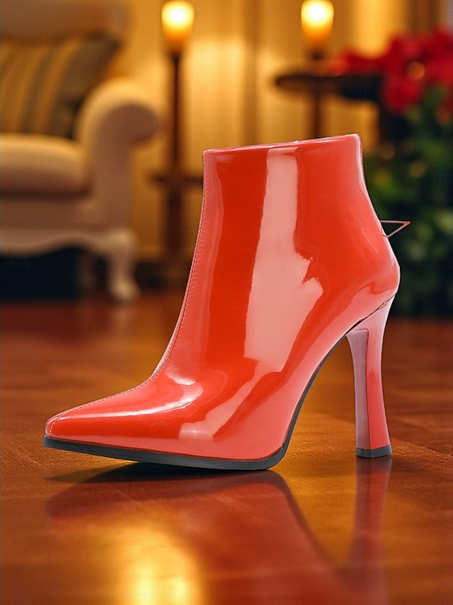 Boots with Gold Ankle Lining Stiletto Fur Heel Women's Faux