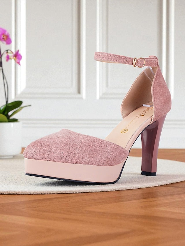 Platform Ankle Burgundy Heel Women's 1950s High Strap Suede