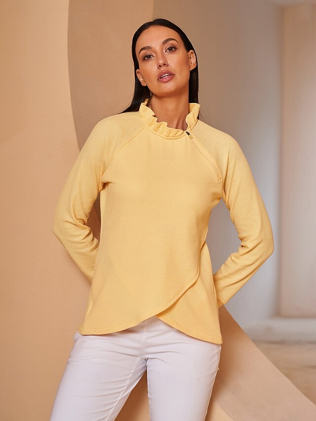 Women's Golf Pullover Sweatshirt Light Pink Yellow Dark