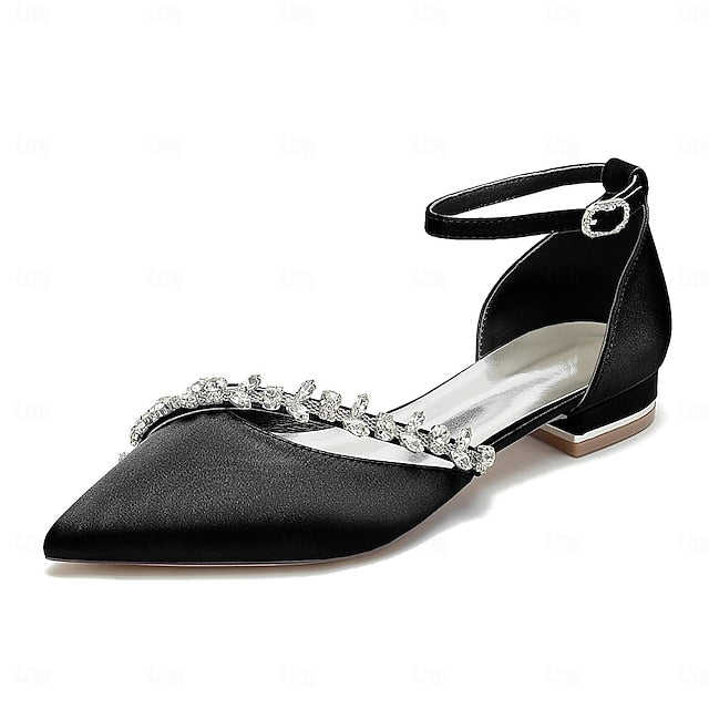 Pointed Toe Elegant Flats Wedding Women's – Satin White