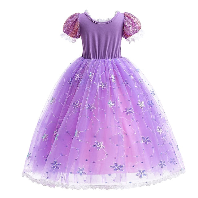 Dress Princess Cosplay Flower Cloak Rapunzel Girl
