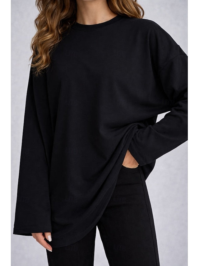 Women's Tee 100% Cotton Solid Color Stylish Classic Casual