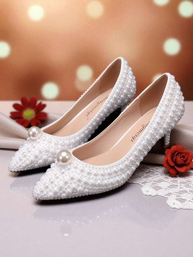 and Kitten Women's Matching Pumps Heel Pearl-Embellished