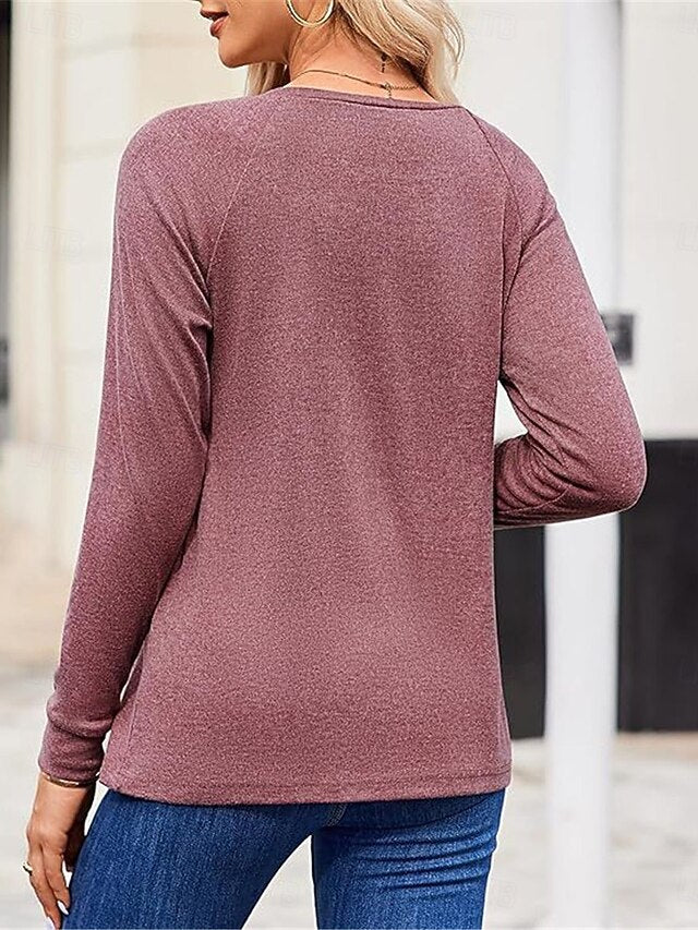 Women's T Shirt Plain Fashion Modern Casual Long Sleeve