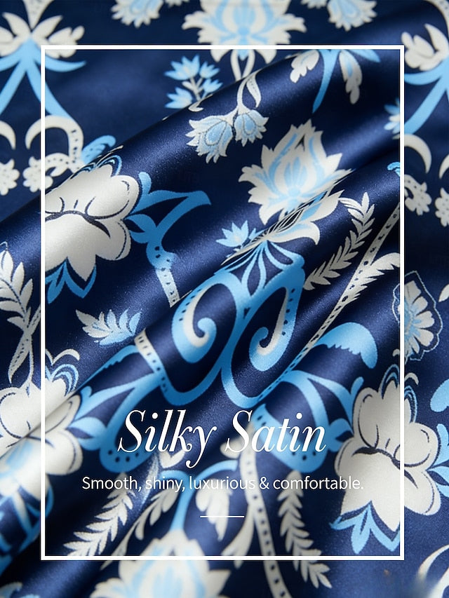 Summer Night Palm Silky Satin Vacation Top