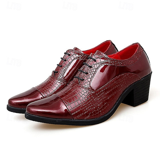 Leather Crocodile Oxford Black Patent Men's Pattern Faux