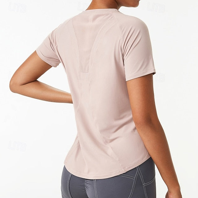 Women's Gym Shirt Running Shirt Mesh Short Sleeve Top