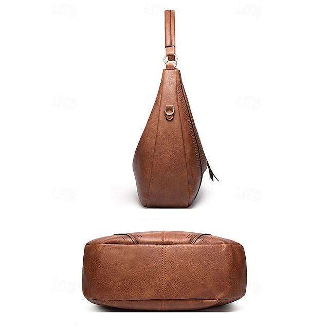 Set Damen Ledertasche Hobo mit passender Geldbörse Kunstleder