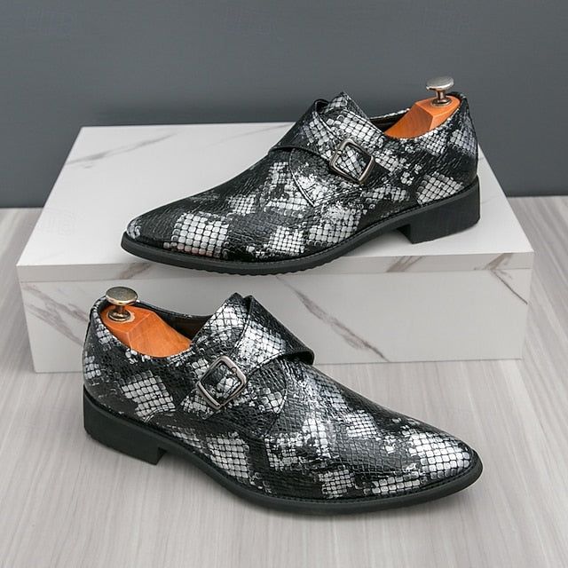 Shoes Monk Formal Classic – Snake Print Brown for Men Strap