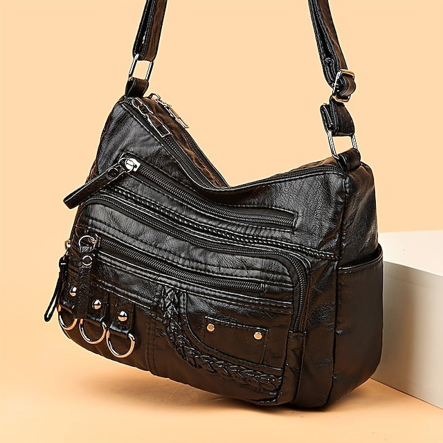 Multiple Crossbody with Vintage Leather Women's Faux Bag