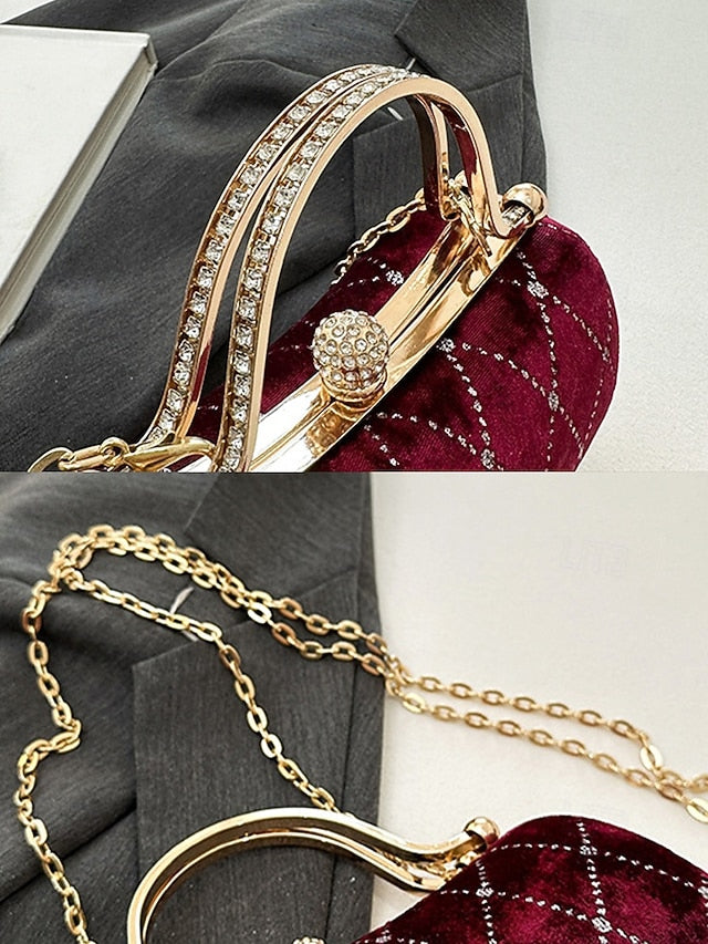 - Purse Accents Diamond Quilted with Evening Women's Velvet