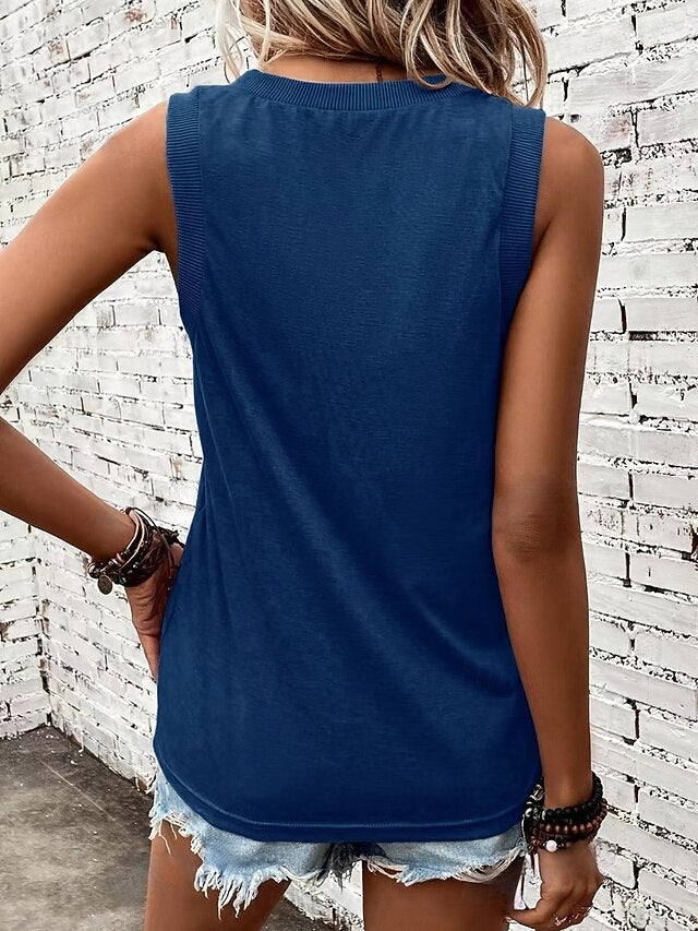 Women's Tank Top Sleeveless Shirt Tee Top Solid Color