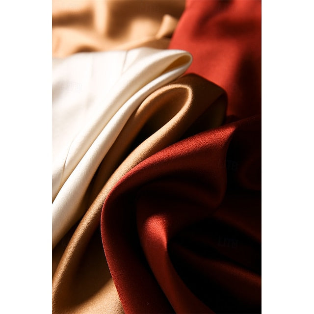 Women's Shirt Elegant Satin Top Silk Shirt Buttons Plain