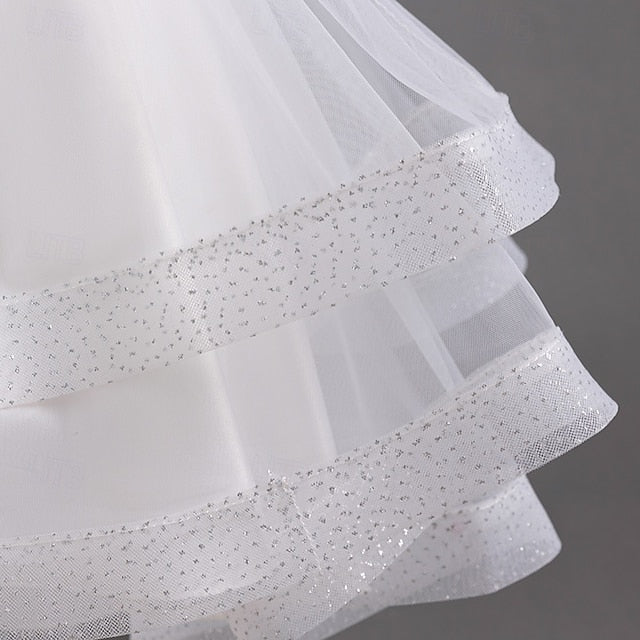Wedding Solid Short Dress Kids Color Sleeve Girls' Party